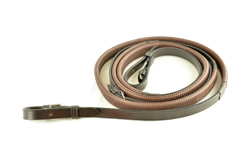 Dever Classic Pony Race Rubber Grip Reins 5/8 - Brown/ Brown
